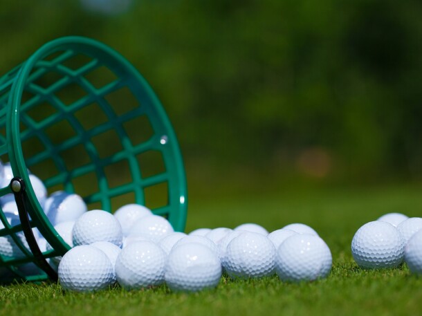 range balls at practice facility on golf course